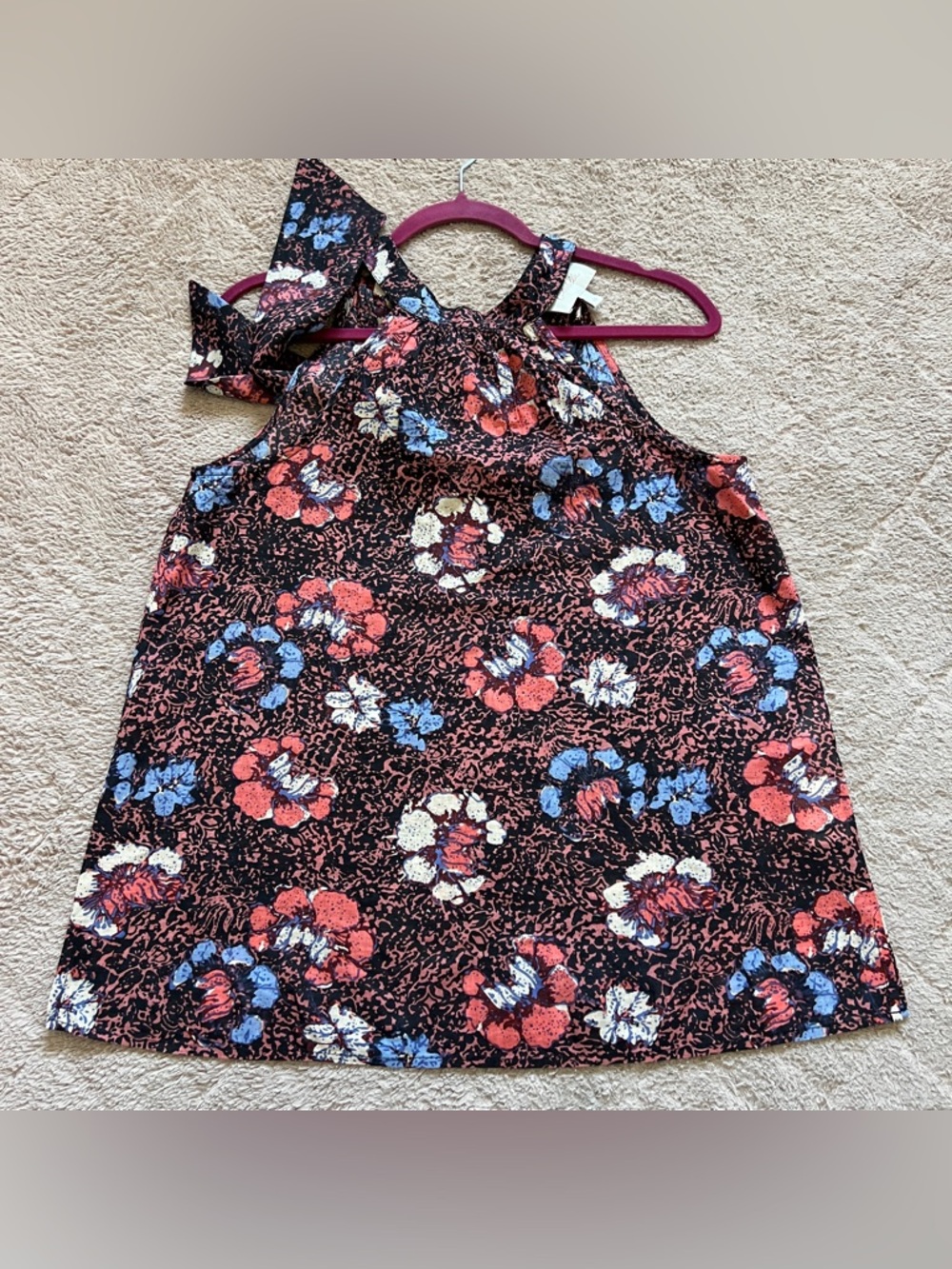 Cleobella Ryla Top Floral Halter Tie Back Organic Cotton Preppy Cottage Sz XS